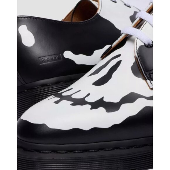 Supreme FW25 Dr Martens 1461 3-Eye Shoes Skull Black & White Size: 10 NIB - Picture 6 of 10